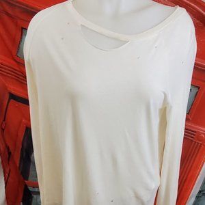 n:PHILANTHROPY  Ivory  Distressed  White Andrea Long sleeve shirt size M